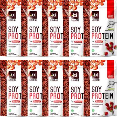 Imagem de Kit 10 Soy Protein Morango Rakkau 600g - Vegano - Proteína