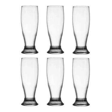 Imagem de Jogo de com 6 Copos Cerveja Chopp 195ml de Vidro Cristalino - Pratika