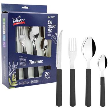 Imagem de Faqueiro, Jogo de Talheres Inox com Cabo Plastico Prestigie com 20 Peç