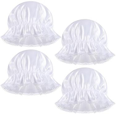 Imagem de Coume 4 peças de chapéus coloniais da máfia colonial chapéu de empregada colonial chapéu de empregada colonial branco chapéu de fantasia colonial, Branco, as the picture shown