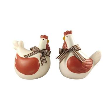 Imagem de Enfeite Decorativo Casal Galinha com Laco Elegance Ferrugem - Decore C