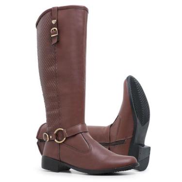 Imagem de Bota Feminina Casual Cano Longo Alto Over The Kneen Salto Baixo Confor
