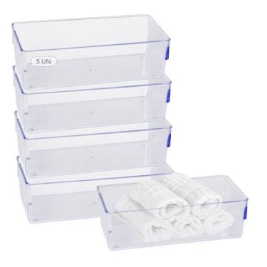 Imagem de Kit 5 Organizador De Gavetas Transparente Acrilico Meia Calcinha - Pla