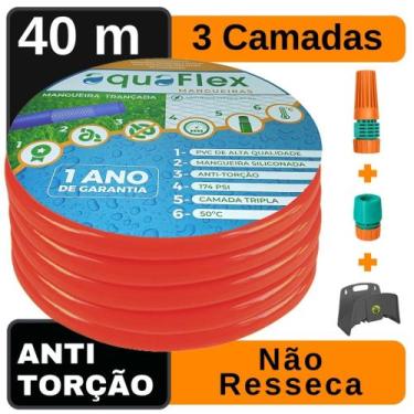 Imagem de Mangueira de Jardim AquaFlex Trançada 40 Mt. + Suporte