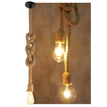 Imagem de Pendente Corda Soquete Sisal Com Lâmpada Filamento Led 4W 2.000K Bivol