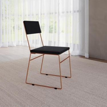 Imagem de Cadeira de Jantar Málaga Assento Veludo Preto Base Cobre - NEW GREEN
