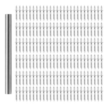 Imagem de 100 peças de pregos sem costura à prova de ferrugem e uma haste de manga sem marcação de pregos de cabeça dupla para instalação de lambris de rodapé