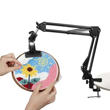Imagem de Zuaooz Suporte Ajustável para Ponto Cruz com Suportes para Bastidor de Bordado, Suporte de Bordado de Metal para Costura À Mão, Ideal para Suprimentos de Ponto Cruz e Bastidores de Bordado (Preto)