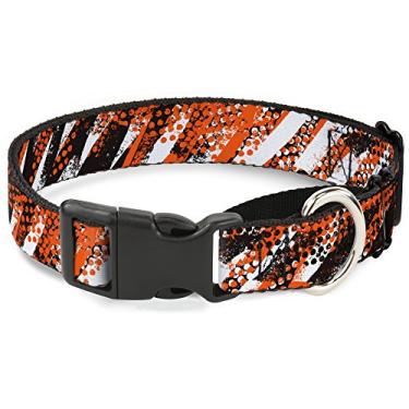 Imagem de Buckle-Down Coleira para cães grunge Tread com gamarra laranja, 3,8 cm de largura, serve para pescoço de 40,6 a 58,4 cm - médio