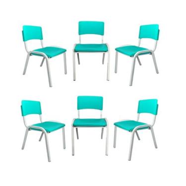 Imagem de Kit 6 cadeiras Iso Infantil Azul Celeste Escola e Creche  - ECOMHOME