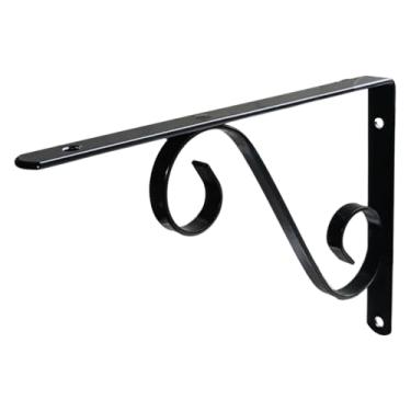 Imagem de Cantoneira Para Prateleira 25cm Preta Modelo Colonial De Ferro Suporte de Parede Decorativo