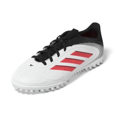 Imagem de adidas Tênis de futebol unissex infantil Copa Pure 3 Club Turf, Branco/vermelho lúcido, preto, 4.5 Big Kid