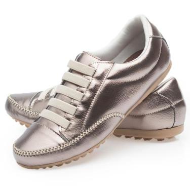 Imagem de Sapatênis feminino  mocassim confortável tênis - ekkol, 35, Prata velh