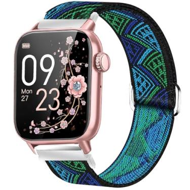 Imagem de Compatível com pulseiras de relógio inteligente AKUMAKA, pulseira de reposição ajustável de nylon elástico Lamshaw para homens e mulheres, compatível com relógio inteligente AKUMAKA G39, T90, 209DK