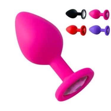 Imagem de Plug Anal De Silicone Médio Com Pedra 8 X 3,5 Cm Experiência Suave Ultra Macio [PINK]