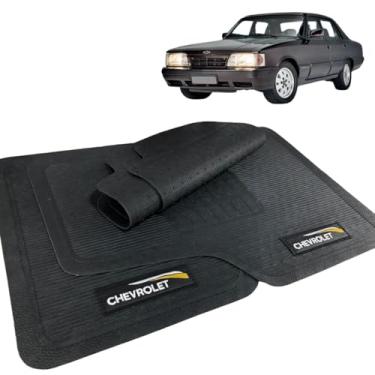 Imagem de Jogo de Tapete Borracha Automotivo Com Logo 5 Peças Bordado Compatível com Chev Gm Opala Diplomata 1979 A 1992
