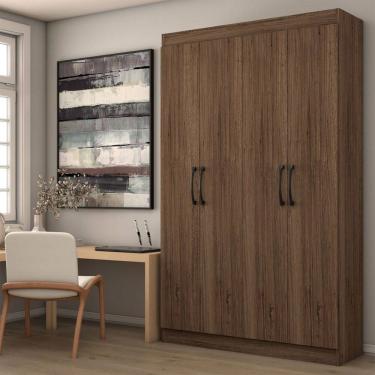 Imagem de Armário Multiuso Albuquerque 4 Portas 8 Prateleiras Castanho - Panorama Móveis