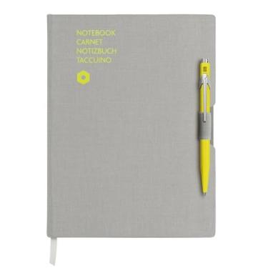 Imagem de Caran d'Ache Conjunto de presente 849 NF8491-401 Caderno A5 cinza com caneta esferográfica amarela fluorescente