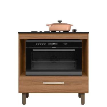 Imagem de Balcão P/ Cooktop E Forno Cozinha 1 Gaveta 1 Prateleira 4 Pés Letícia 