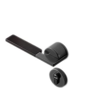 Imagem de Puxador de porta para uso interno, maçaneta de porta silenciosa, maçaneta de porta interna com chave para quarto, banheiro, estudo, escritório, vestiário, entrada, maçaneta/tampa preta D 50 mm - 70 mm