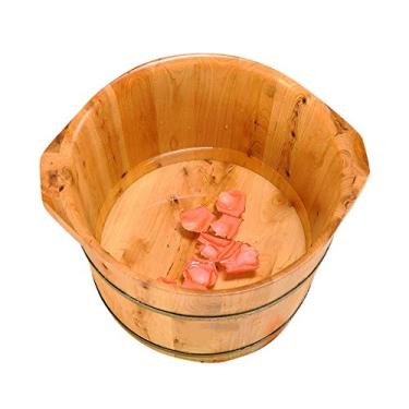 Imagem de FTOQWZXV Banheira para pés, balde de banheira para pés, massagem, spa, sauna, imersão, balde de madeira para os pés, spa, lavatório doméstico presente