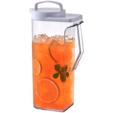 Imagem de YYZIIOQ - Jarra de água de plástico inquebrável com tampa, livre de BPA, resistente ao calor, lavável na máquina de lavar louça, à prova de estilhaçamento, limonada, suco, leite e mais (2200 ml)