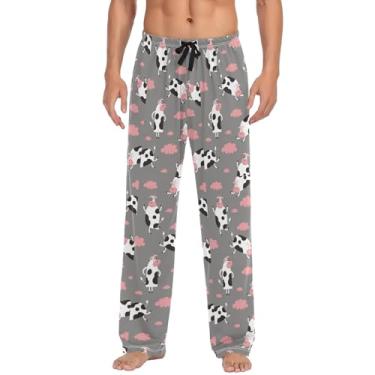 Imagem de Ollabaky Calças de pijama masculinas engraçadas de vaca separadas calças masculinas para dormir com bolsos, G, Várias vacas, G