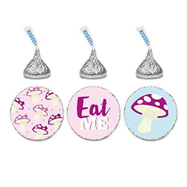 Imagem de Andaz Press – Etiquetas de chocolate para aniversário, serve para lembrancinhas de festa da Hershey's Kisses, Alice in Wonderland, Eat Me!