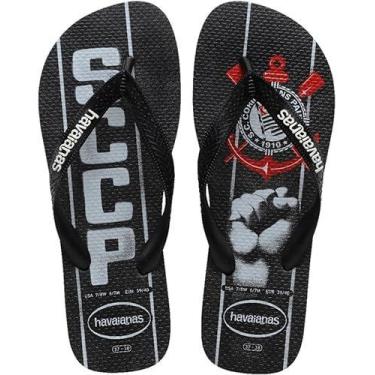 Imagem de Chinelo Havaianas Top Times Corinthians Timão Dia dos Pais, Preto, Pre