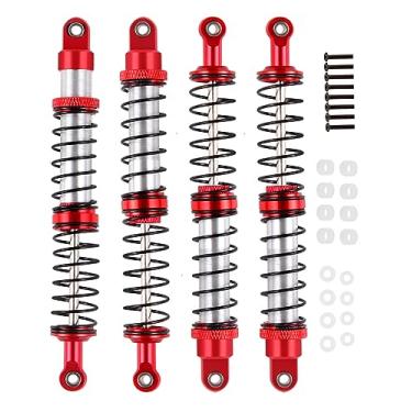 Imagem de RCMYou Amortecedor universal de 120 mm RC para carros em escala 1/10, 4 peças de alumínio 7075 ajustável RC amortecedor hops up, vermelho