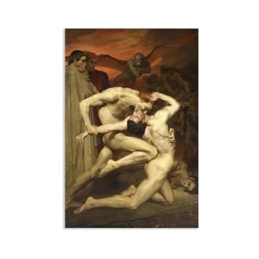Imagem de Dante and Virgil in Hell Impressão em tela de William Adolphe Bouguereau Retro Poster Picture Room Decor para dormitório 60 x 40 cm (24 x 16 pol) sem moldura