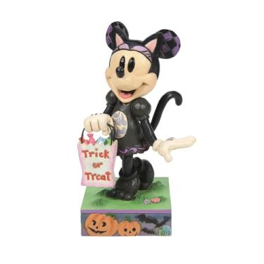 Imagem de Enesco Coleção Disney Traditions de Jim Shore, Minnie Mouse, estatueta de gato preto - pedra de resina pintada à mão, estatuetas colecionáveis de Halloween da Disney, estátua de decoração de casa, 15