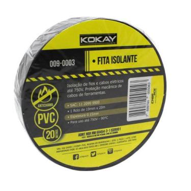 Imagem de Fita isolante preta anti-chama pack 20m - KOKAY