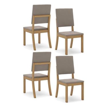 Imagem de Cadeira Para Mesa De Jantar Milla Kit 4 Peças Nature Marrom Amêndoa - Henn