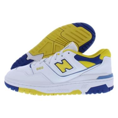 Imagem de New Balance Tênis masculino 550 GS tamanho 4, cor: branco/amarelo, 17