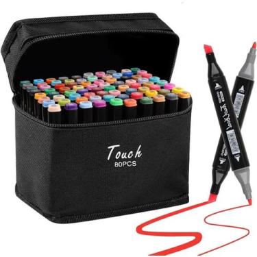 Imagem de Kit Estojo Canetinhas Ponta Dupla Marcador Permanente Touch Marker 24/