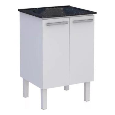 Imagem de Gabinete de Lavanderia Branco em Aço 60x50 cm com Tanque Sintético Preto Venus Cozimax