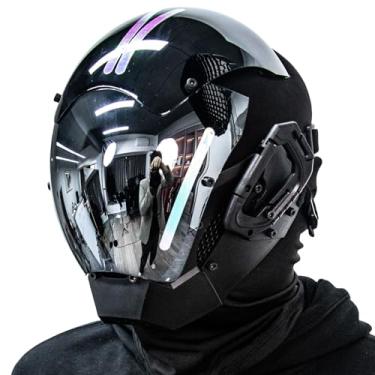 Imagem de ifkoo Máscara punk gótica cibernética para homens, capacete futurista, cosplay, máscara de Halloween, máscara tecnológica de ficção científica, acessórios góticos