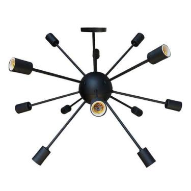 Imagem de Luminária Pendente Sputnik Átomo 80cm Preto Moderno 12 Lâmpadas - Lcg 