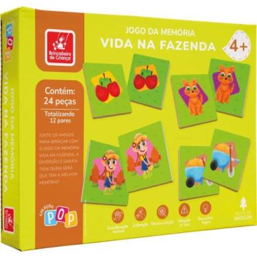 Imagem de Jogo da Memoria em Madeira Vida NA Fazenda 24PCS - Brinc de Crianca