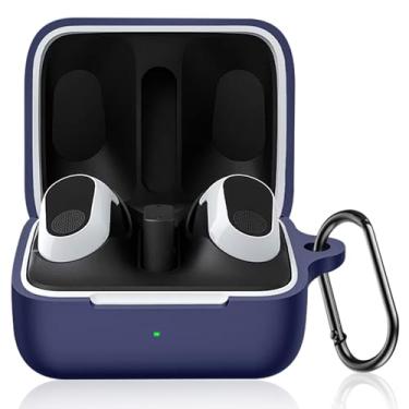 Imagem de LDSXAY Compatível com Sony INZONE Buds WF-G700N, capa protetora de silicone macio à prova de choque para fones de ouvido Sony WF-G700N Truely Wireless, capa protetora com mosquetão (azul escuro)