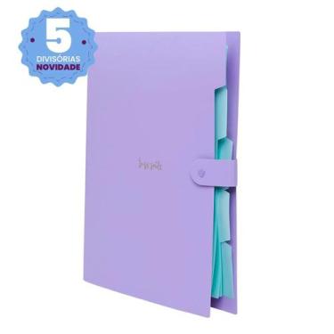 Imagem de Pasta Sanfonada Organizadora 5 Divisórias Semanal Polibras, Lilas Past