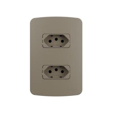 Imagem de Tomada Dupla MarGirius B3 Colors 2P+T 10A com Placa 4x2 Argila, Argila