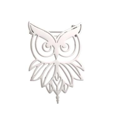 Imagem de Broche de pássaro banhado a ouro de aço inoxidável estilo punk, acessórios de terno, conjunto de combinação de casamento, free size, Aço inoxidável, Pedra preciosa na