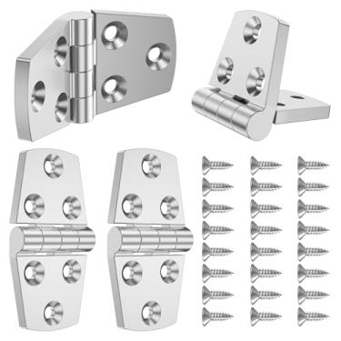 Imagem de 4 peças de dobradiça de porta com parafuso, dobradiça de escotilha de barco de aço inoxidável 316 de 7,6 cm x 3,8 cm, dobradiça de grau marítimo sem ruído para trailers de convés de armário de navio