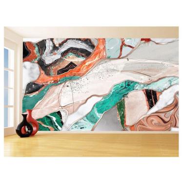 Imagem de Papel De Parede 3D Geométrico Formas Tinta Cores 3,5M Gmt62