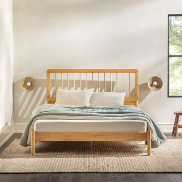 Imagem de Cama De Casal Queen Frame Em Madeira Maciça Natural Pine