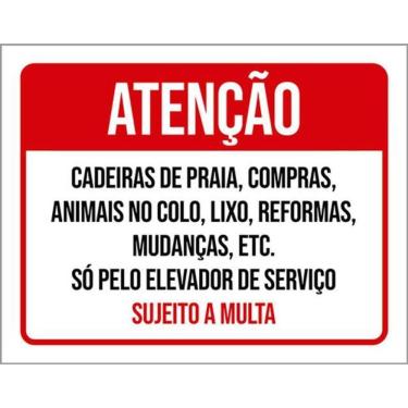 Imagem de Kit 5 Placas Atenção Cadeiras Praia Compras Animais Colo