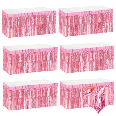 Imagem de Faldas para Mesa Mebiornt 74x274 cm Lámina Metálica Rosada 6 Piezas