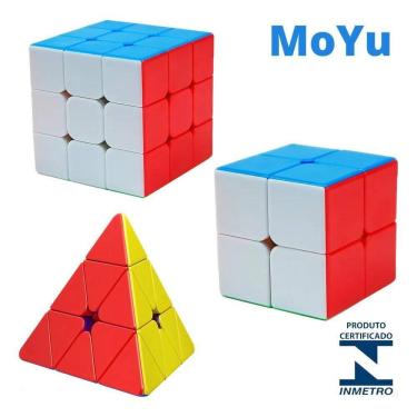 Imagem de Kit 3 Cubo Mágico 2X2 3X3 E Pirâmide Profissional Puzzle Cor